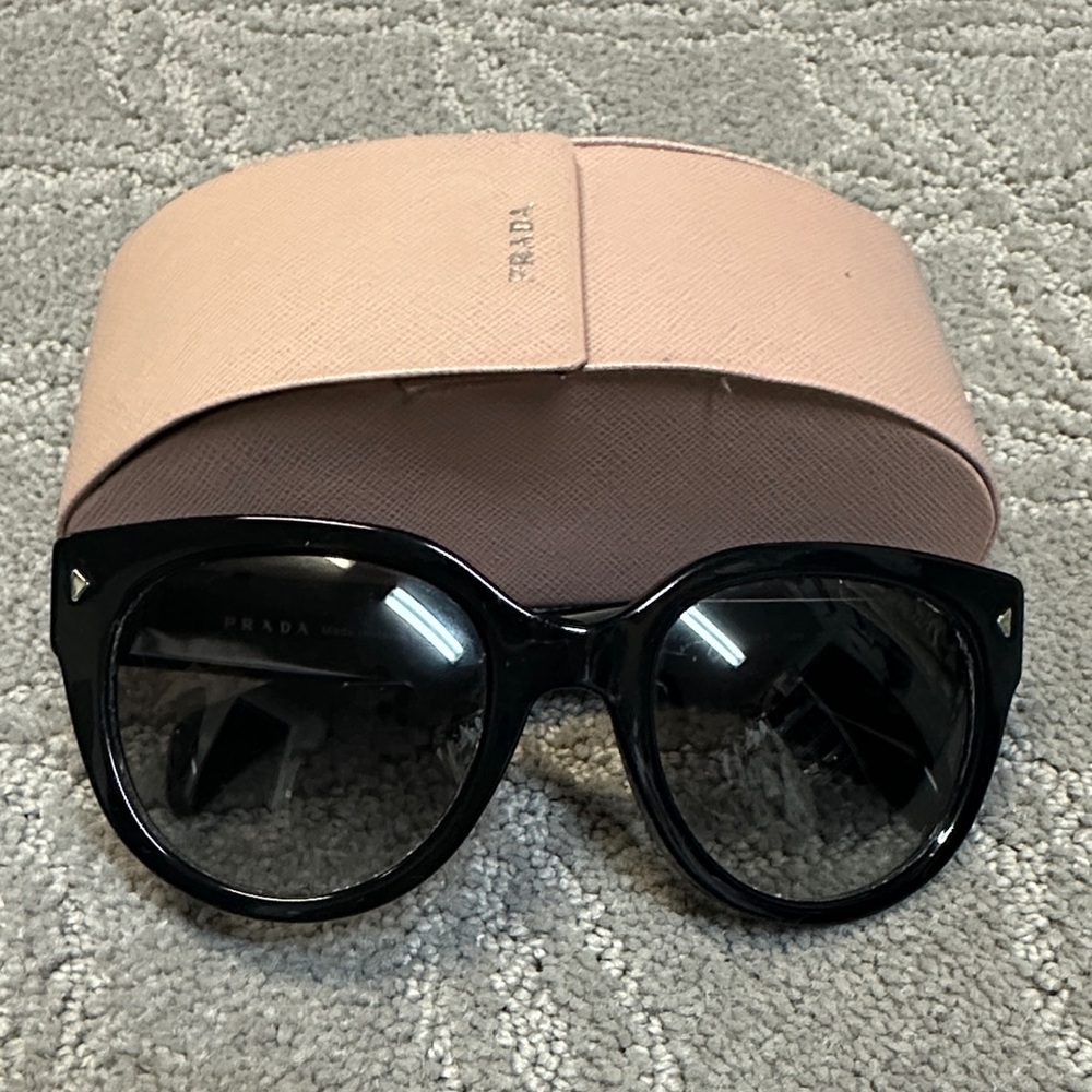 Prada Black Oversized Sunglasses with Pink Case